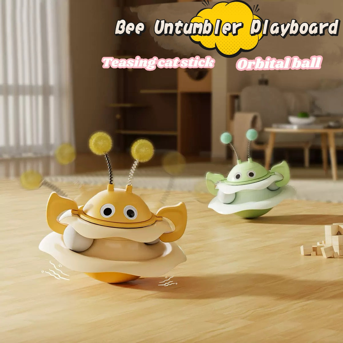Bee-Shaped Wobble Track Toy for Cats